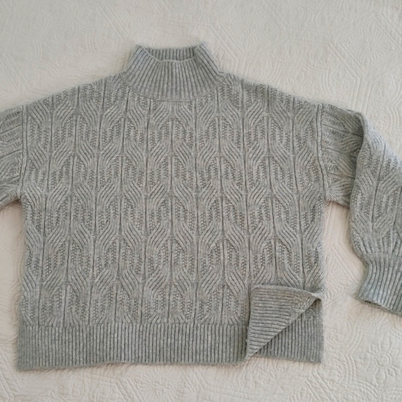 Prologue Aqua & White Chunky Turtle Neck Sweater/ Size L - Picture 1 of 10